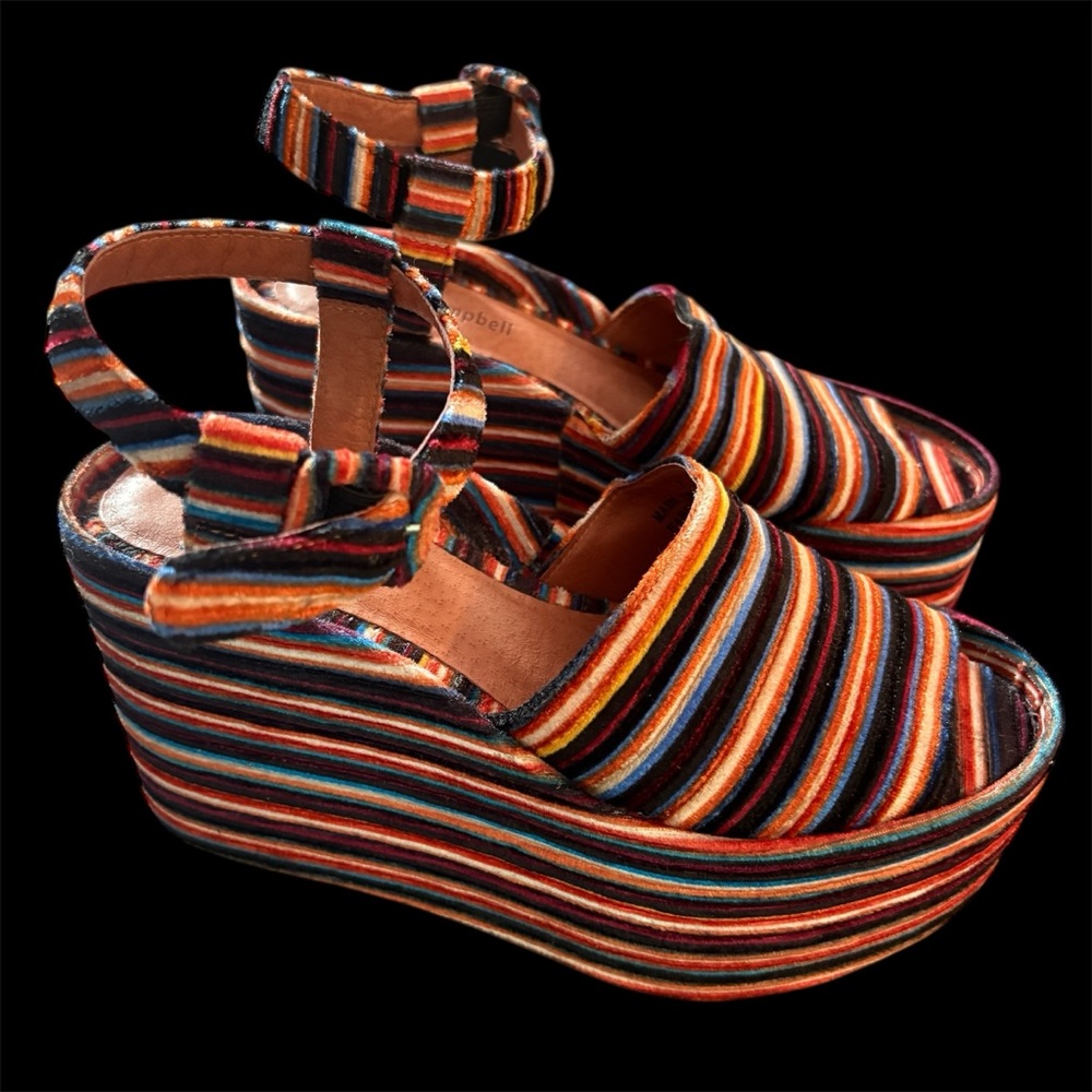 Jeffrey Campbell Vibrant Striped Platform Sandals